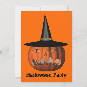 Jack o lantern Witch Hat Halloween-inbjudan Inbjudningar