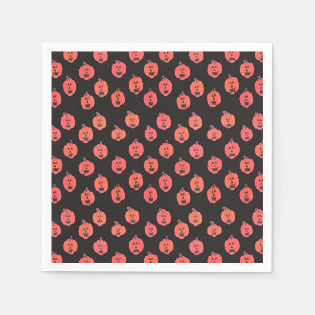 Jack-o-Lanternor på svart Pappersservett (Framsidan)