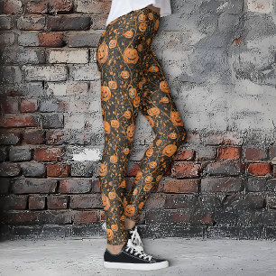 Jack-o-Lanternor på vinhalloween Leggings