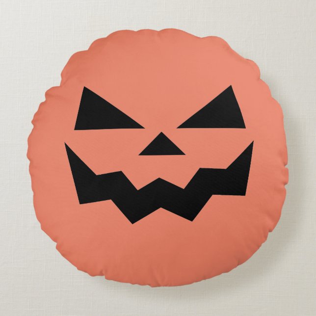 Jack-o-lanternpumpa ansikte rund kudde (Framsidan)