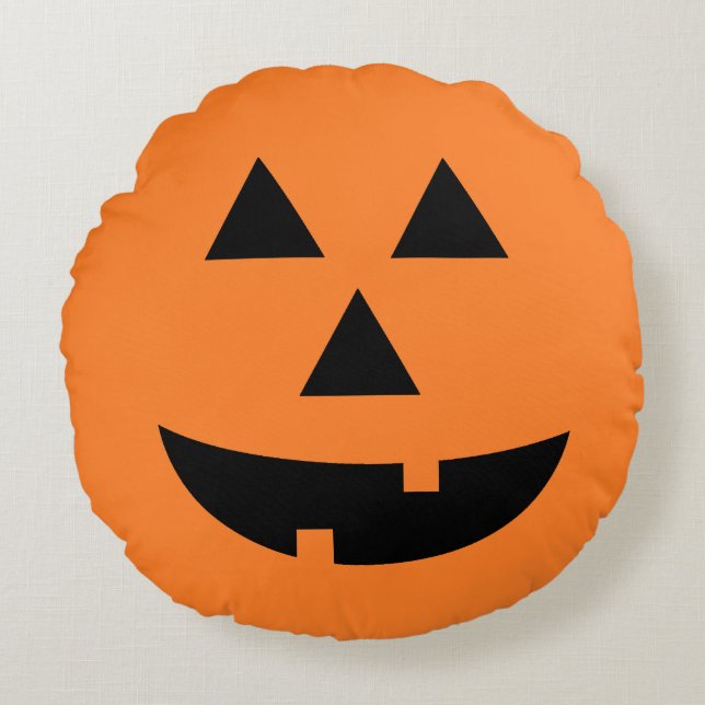 Jack o lanternpumpa orange Halloween kudder Rund Kudde (Framsidan)