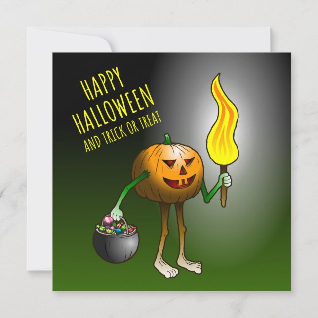 Jack-o-lanterns eller bus eller godis kort (Framsida)