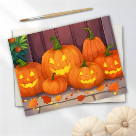 Jack-O-Lanterns | Halloween Akvarellpumpor Julkort