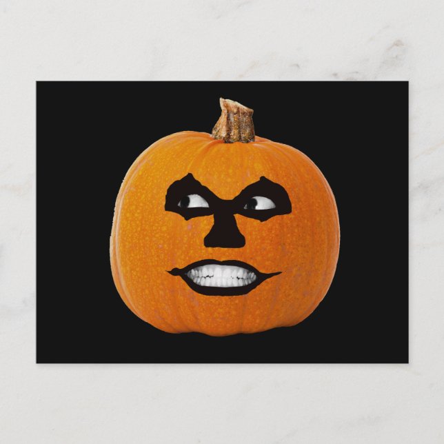 Jack o' Lanterns hotfulla ansikte, Halloween-pumpa Vykort (Framsida)