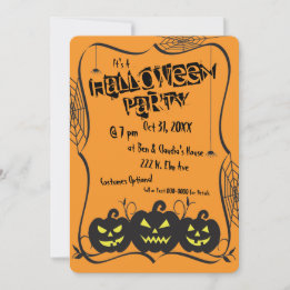 Jack O' Lanterns & Spiders Halloweenfest Inbjudningar