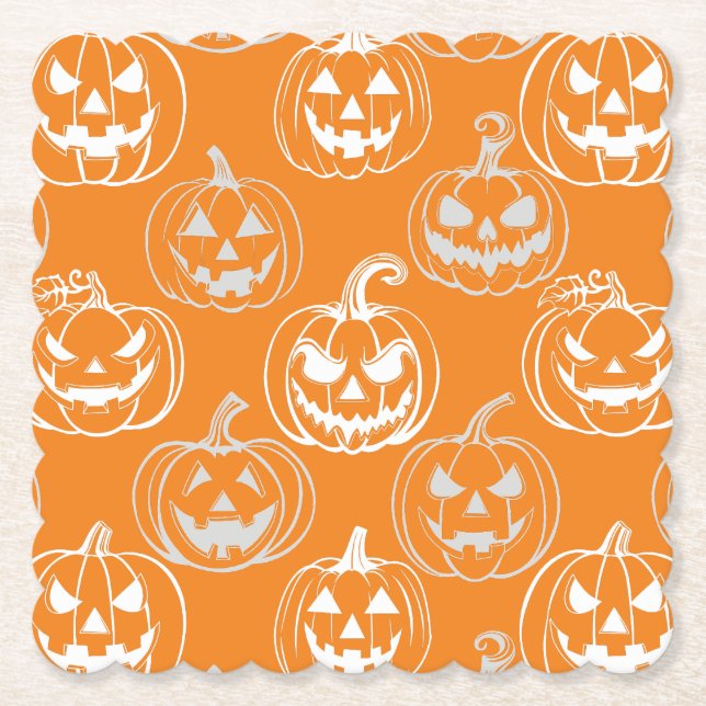 Jack-o-lyktor Mönster.vit Orange BG Underlägg Papper (Framsida)