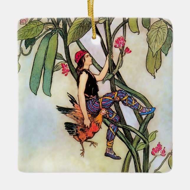 "Jack och Beanstalk" av Warwick Goble Julgransprydnad Keramik (Framsida)