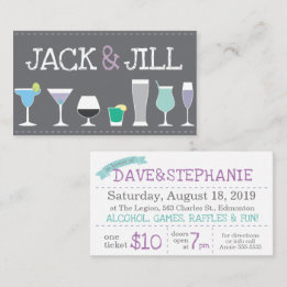 Jack och Jill Biljett-Pub-drycker i Grått Visitkort