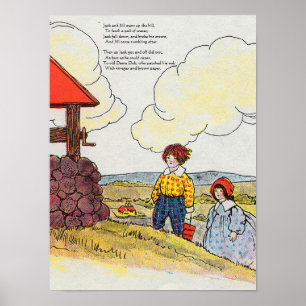 Jack och Jill gick upp i backe Nursery Rhyme Poster