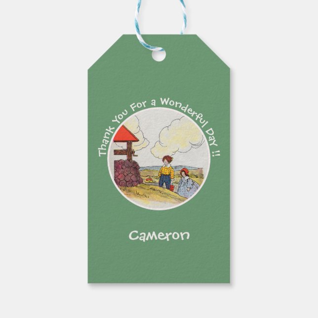 Jack och Jill Mor Goose Födelsedagsfest Items Presentetikett (Baksidan)