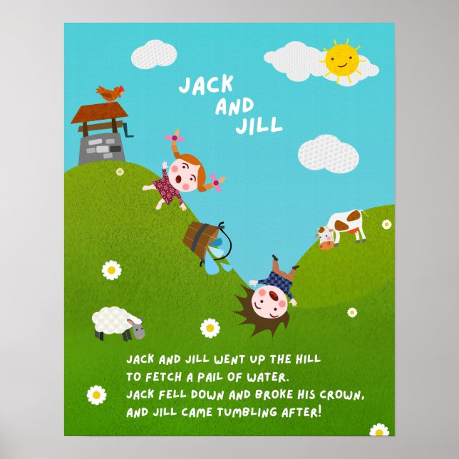 Jack och Jill rimmar för barnkammaren affisch (Framsidan)