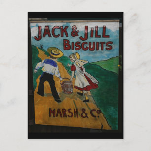 Jack och reklam för vintagen Jill Biscuits poster Vykort