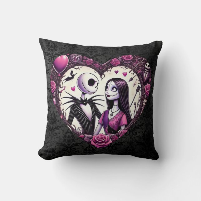 Jack och Sally Goth Valentine Kudde (Framsida)