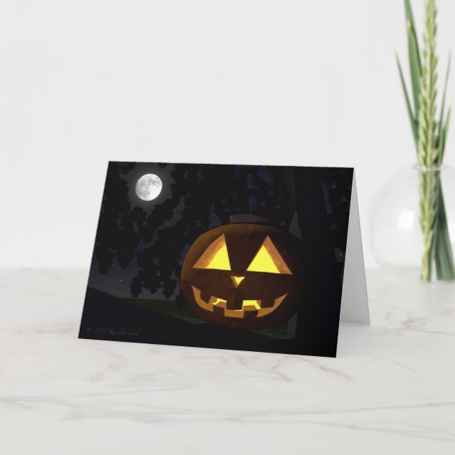Jack O'Lantern and Måne Halloween Greeting Card Kort (Framsida)