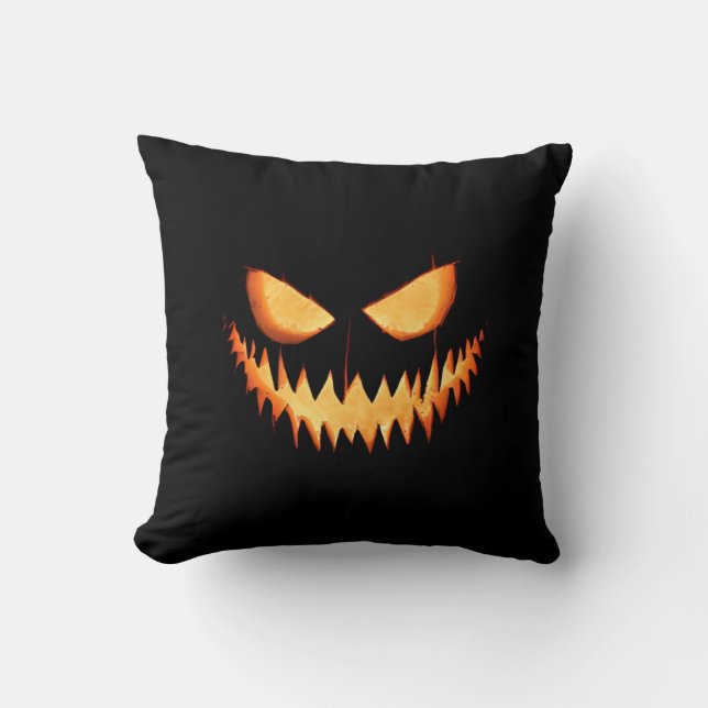 Jack O'Lantern Ansikte Halloween Dekorativ kudde (Framsida)