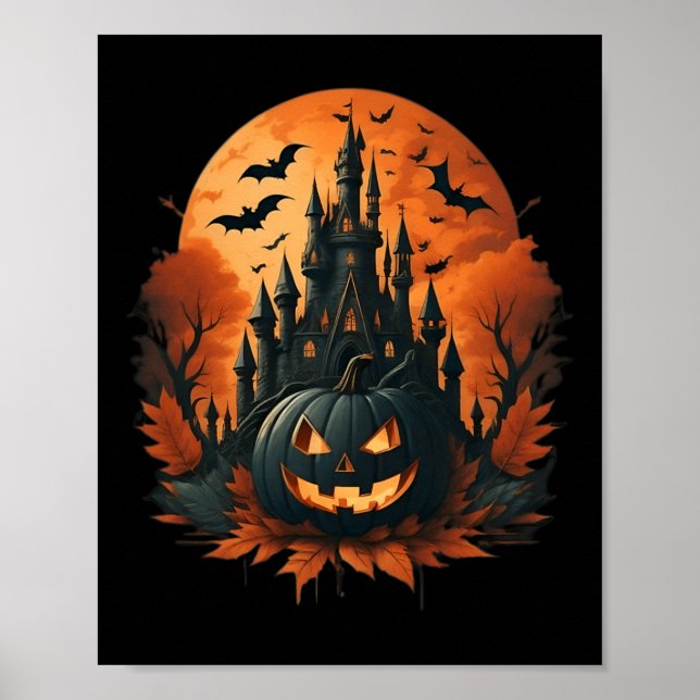 Jack O'Lantern Ansikte Halloween Pumpkin Spooky Poster (Framsidan)