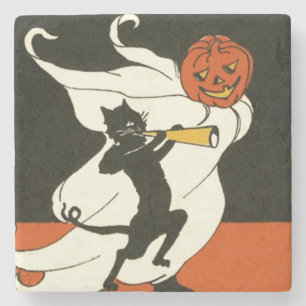 Jack O'Lantern Black Cat Ghost Horn Stenunderlägg