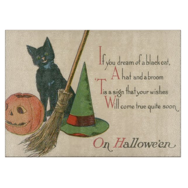 Jack O'Lantern Black Cat Witch's Hat Broom (Framsidan)