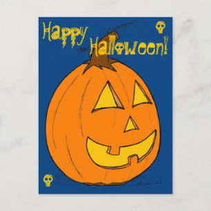 Jack o'Lantern Blue "Happy halloween" vykort
