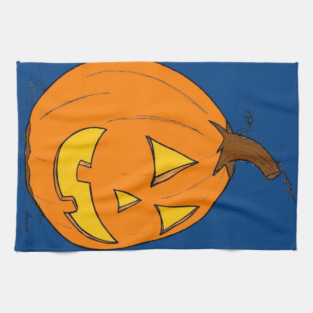 Jack o'Lantern Blue Kitchen Towel Kökshandduk (Horisontell)