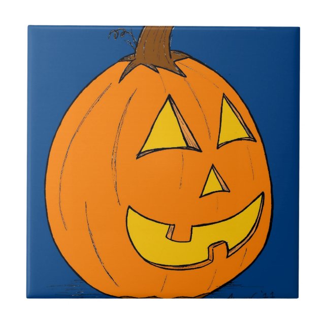 Jack o'Lantern Blue Tile Kakelplatta (Framsidan)