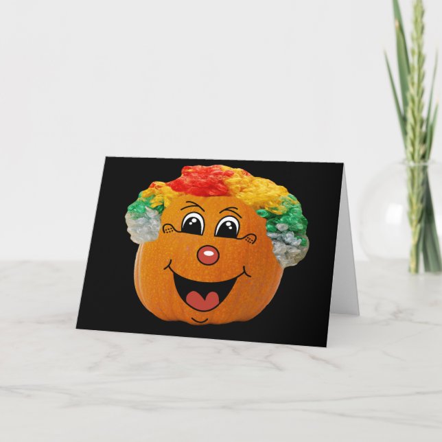Jack o'Lantern Clown Ansikte, Halloween Pumpkin Kort (Framsida)