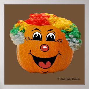 Jack o'Lantern Clown Ansikte, Halloween Pumpkin Poster