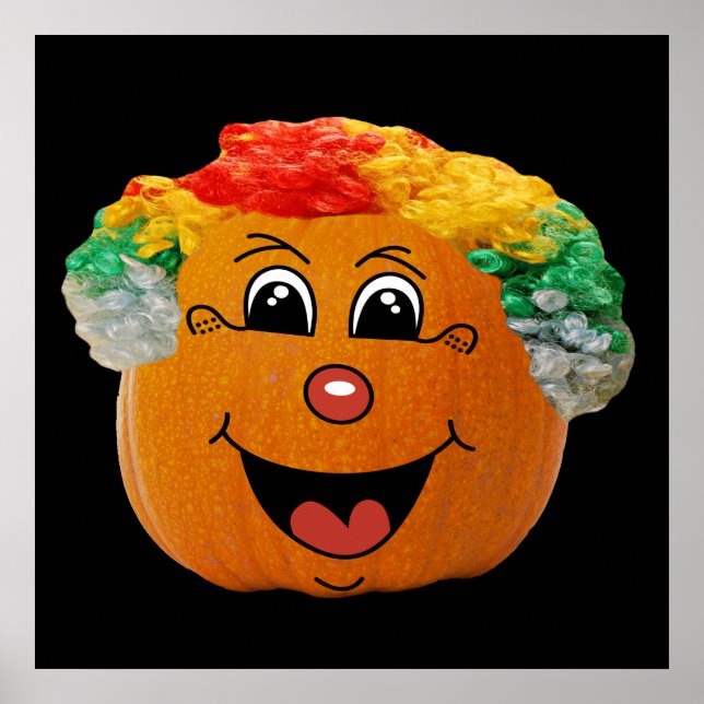 Jack o'Lantern Clown Ansikte, Halloween Pumpkin Poster (Framsidan)