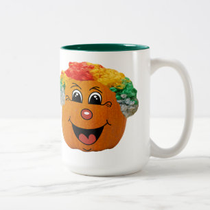 Jack o'Lantern Clown Ansikte, Halloween Pumpkin Två-Tonad Mugg