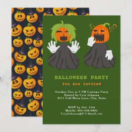 Jack o'Lantern Ghouls Pumpkins Halloween fest Inbjudningar