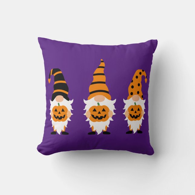 Jack O'Lantern Gnomes Halloween Orange Lila Kudde (Framsida)