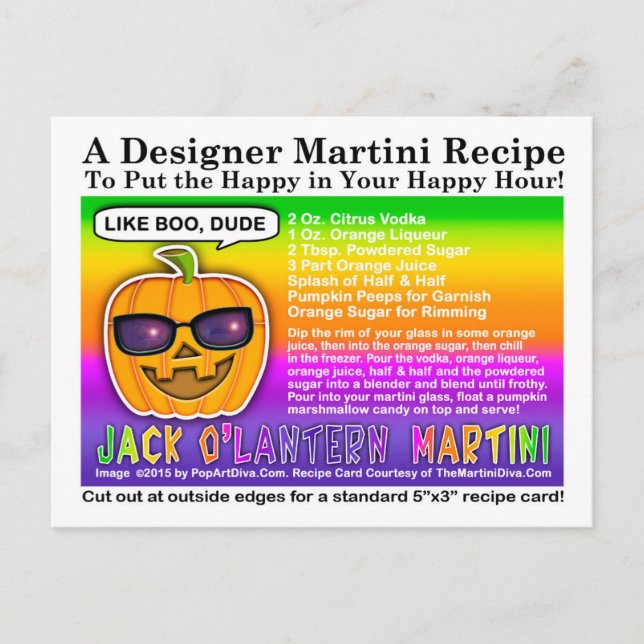 Jack O'Lantern Halloween Cocktail Recept Vykort (Framsida)
