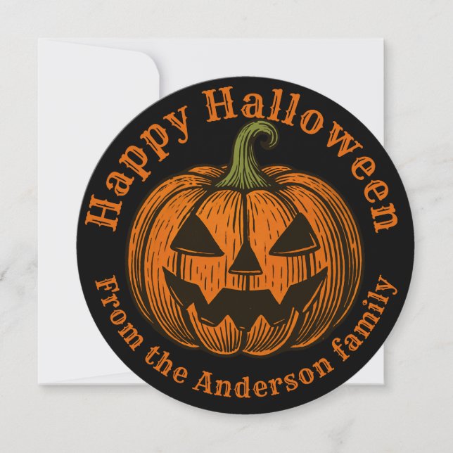 Jack o'lantern Halloween Greeting Card-mall Kort (Framsida)