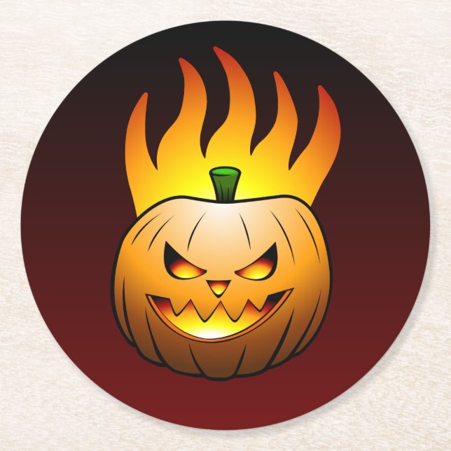 Jack O'lantern Halloween-pumpa Underlägg Papper Rund (Framsidan)