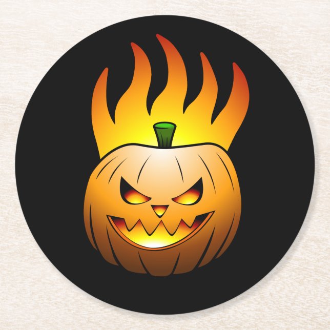 Jack O'lantern Halloween-pumpa Underlägg Papper Rund (Framsidan)