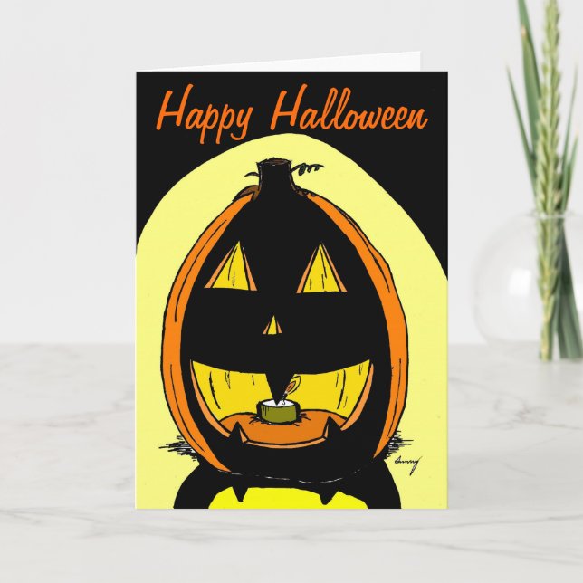 Jack o'Lantern "Happy halloween"-kort Kort (Framsida)