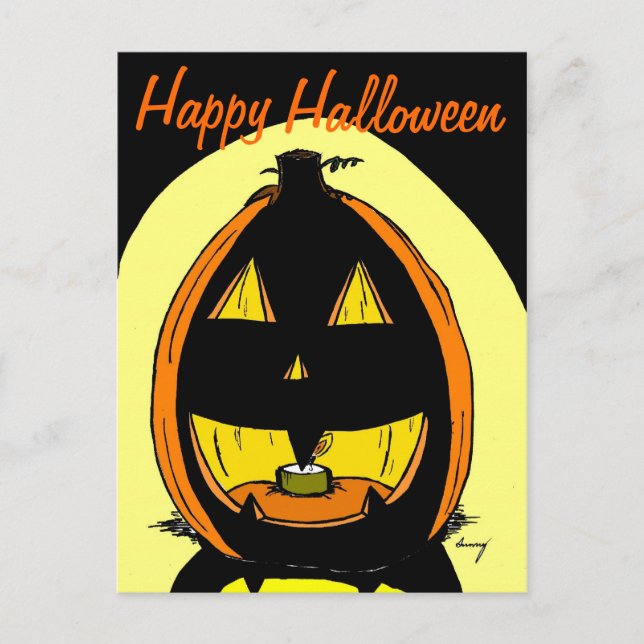 Jack o'Lantern "Happy halloween" vykort (Framsida)