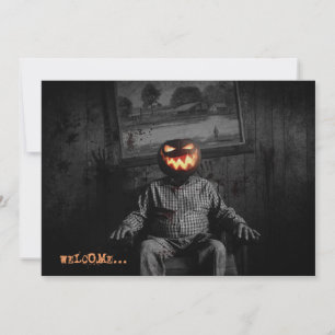 Jack O'Lantern Head Spooky Halloween fest Inbjudningar