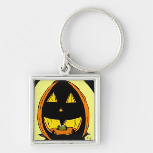 Jack o'Lantern Keychain Fyrkantig Silverfärgad Nyckelring