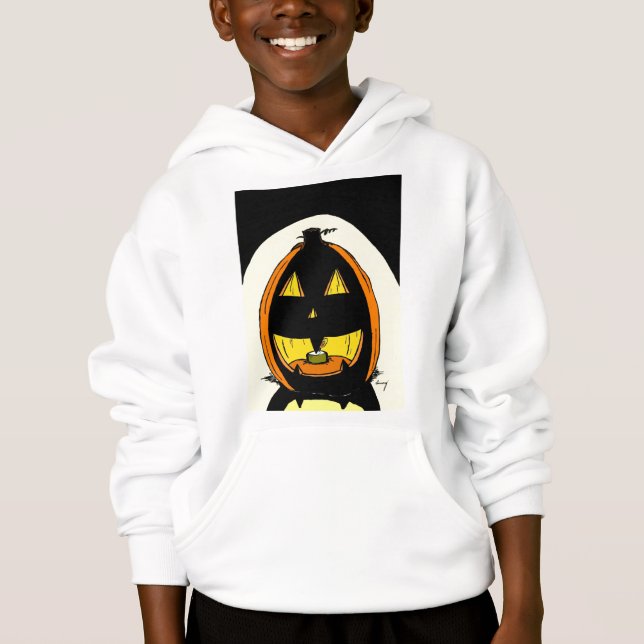 Jack o'Lantern Kids Hooded Sweatshirt Tee Shirt (Framsida)