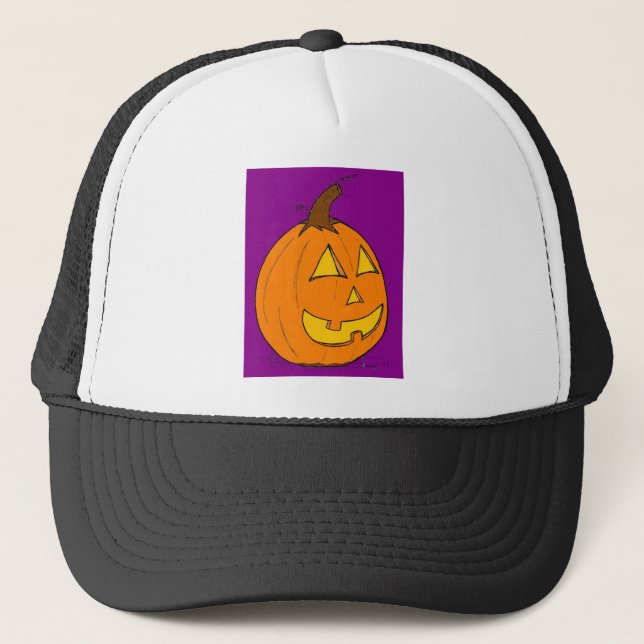 Jack o'Lantern Lila Hat Truckerkeps (Framsida)