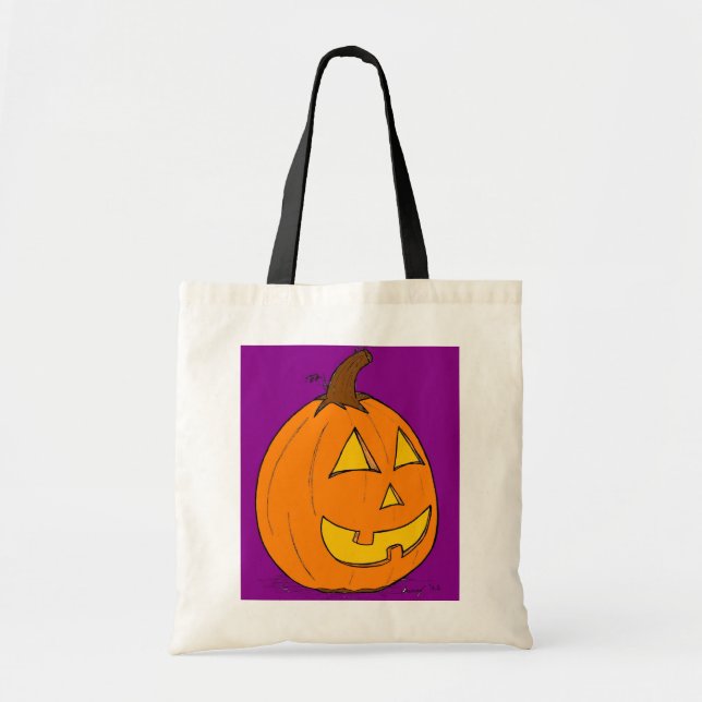 Jack o'Lantern Lila Tote Bag Tygkasse (Framsidan)