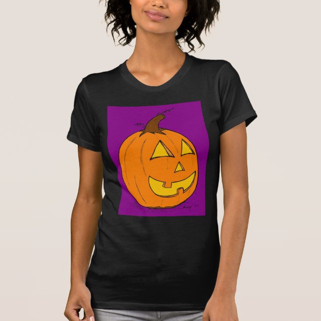 Jack o'Lantern Lila Womens Petite T-Shirt (Framsida)