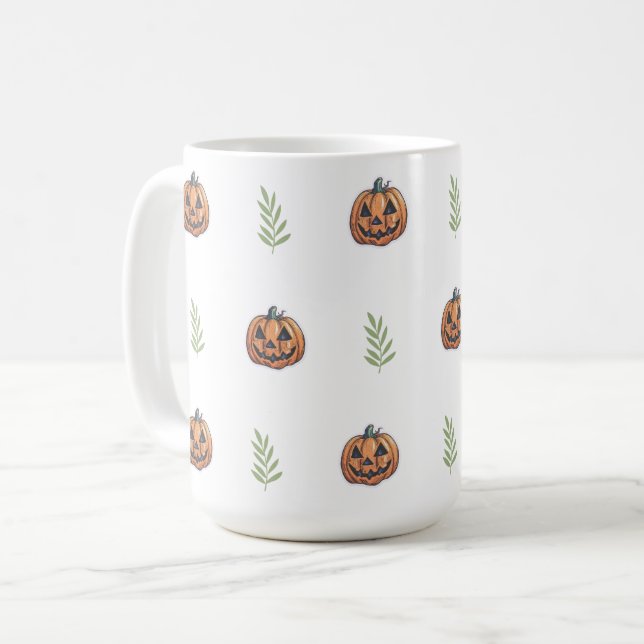 Jack O'Lantern Lycklig Haloween Kaffemugg (Framsida vänster)