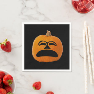 Jack O'Lantern Olycklig Ansikte Halloween Papper Pappersservett
