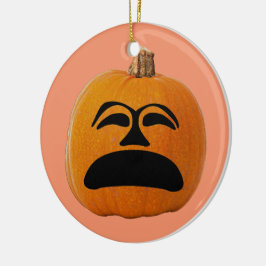 Jack o'Lantern Olycklig Ansikte, Halloween Pumpkin Julgransprydnad Keramik