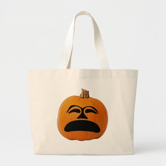 Jack o'Lantern Olycklig Ansikte, Halloween Pumpkin Jumbo Tygkasse (Framsidan)