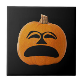 Jack o'Lantern Olycklig Ansikte, Halloween Pumpkin Kakelplatta