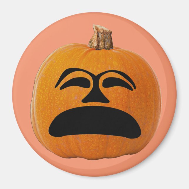 Jack o'Lantern Olycklig Ansikte, Halloween Pumpkin Magnet (Framsidan)