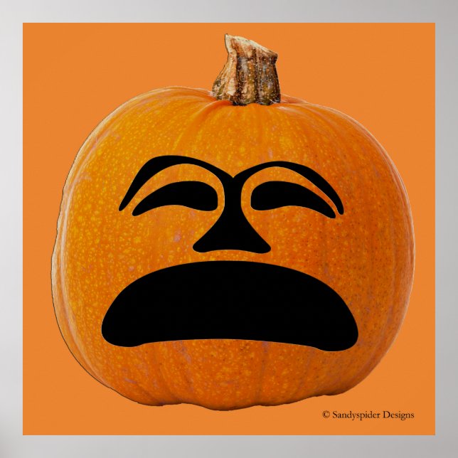 Jack o'Lantern Olycklig Ansikte, Halloween Pumpkin Poster (Framsidan)